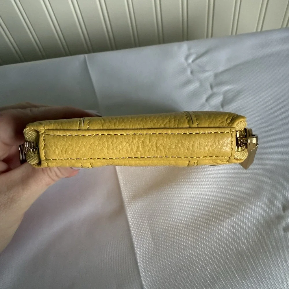 Hammitt Yellow Pebbled Leather 5 North Zip Around Wallet Card Change Holder